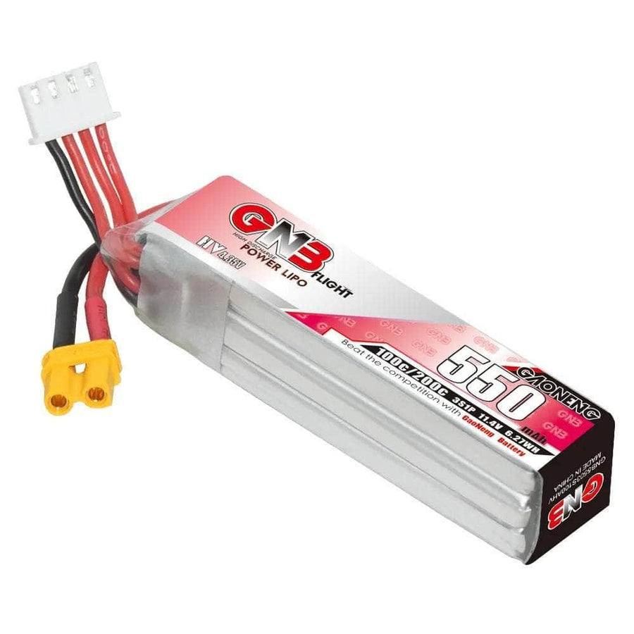 Gaoneng GNB 11.4V 3S 550mAh 100C LiHV Micro Battery (Long Type) - XT30 at WREKD Co.