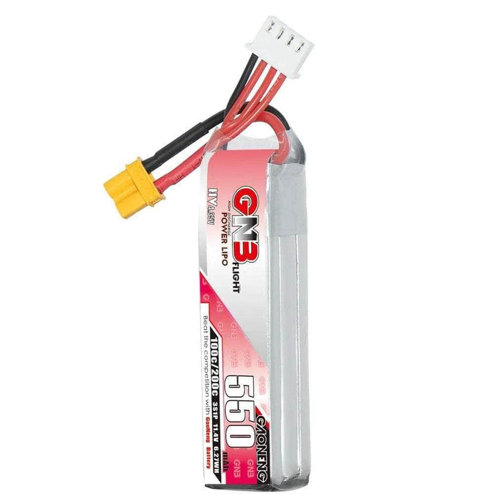 Gaoneng GNB 11.4V 3S 550mAh 100C LiHV Micro Battery (Long Type) - XT30 at WREKD Co.