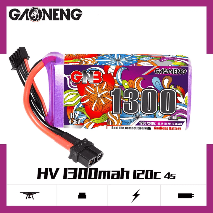 Gaoneng GNB 15.2V 4S 1300mAh 120C LiHV Battery - XT60 at WREKD Co.