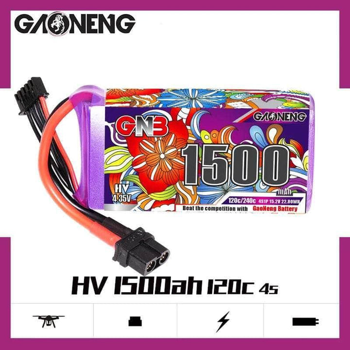 Gaoneng GNB 15.2V 4S 1500mAh 120C LiHV Battery - XT60 at WREKD Co.