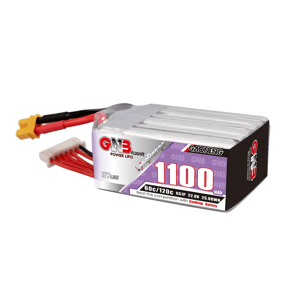 Gaoneng GNB 22.8V 6S 1100mAh 60C LiHV Battery - XT30 at WREKD Co.