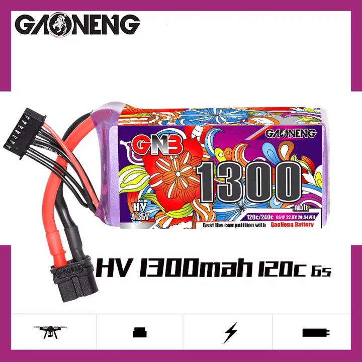 Gaoneng GNB 22.8V 6S 1300mAh 120C LiHV Battery - XT60 at WREKD Co.