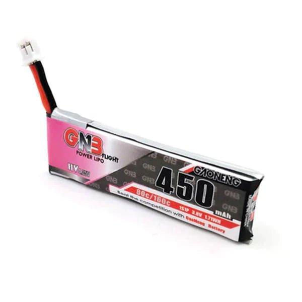 Gaoneng GNB 3.8V 1S 450mAh 80C LiHV Whoop/Micro Battery w/ PH2.0 at WREKD Co.