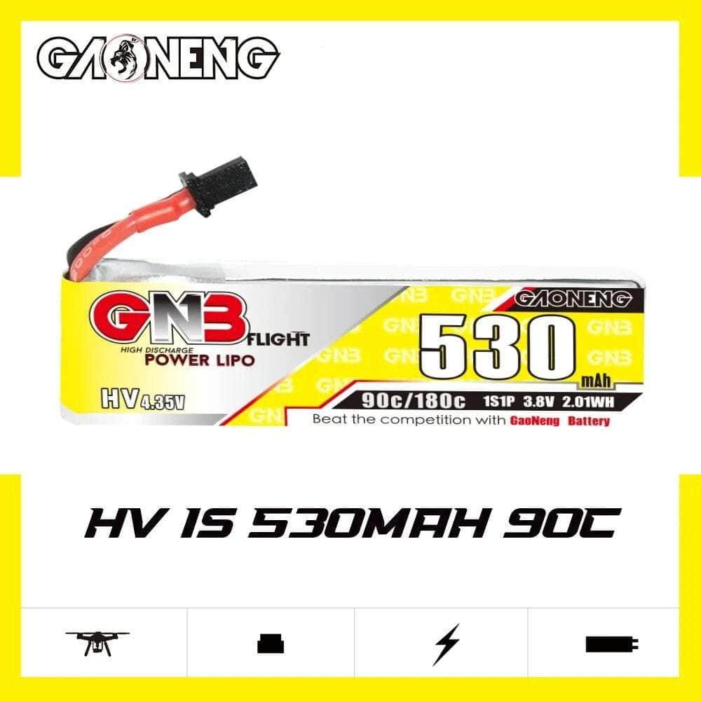 Gaoneng GNB 3.8V 1S 530mAh 90C LiHV Whoop/Micro Battery w/ Cabled - A30 at WREKD Co.