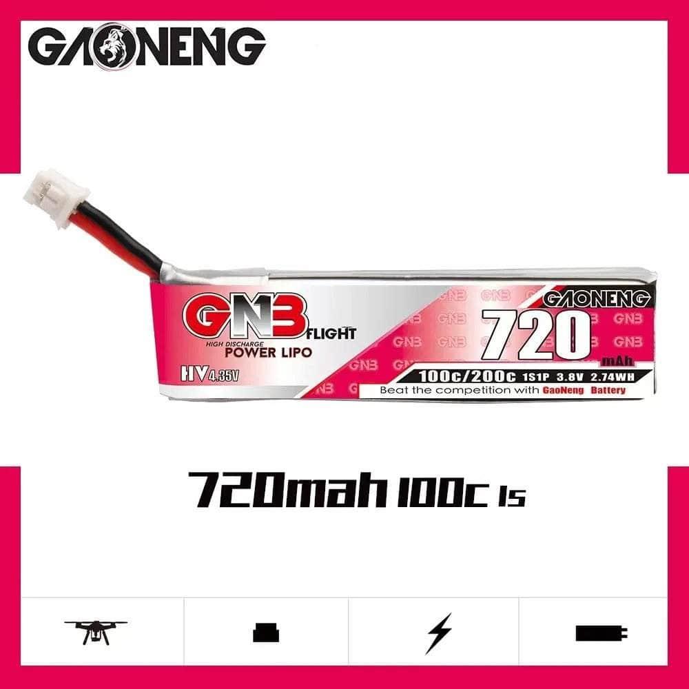 Gaoneng GNB 3.8V 1S 720mAh 100C LiHV Whoop/Micro Battery w/ Cabled - PH2.0 at WREKD Co.