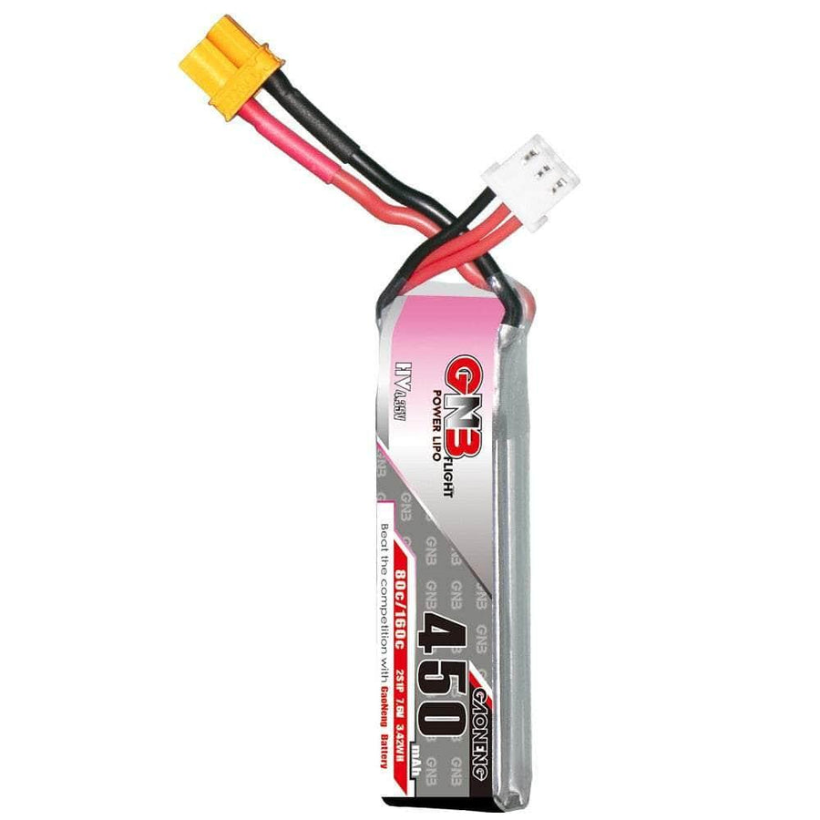 Gaoneng GNB 7.6V 2S 450mAh 80C LiHV Micro Battery (Long Type) - XT30 at WREKD Co.
