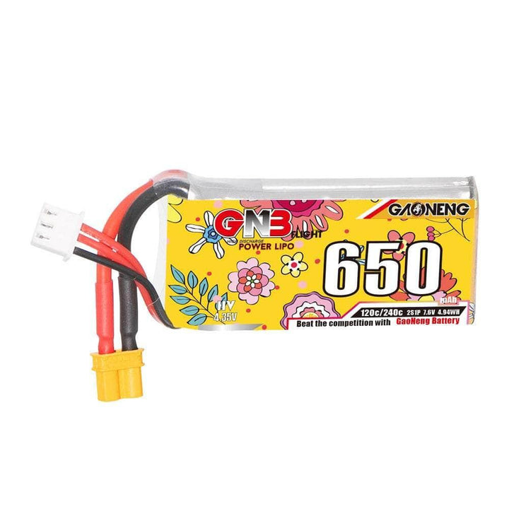 Gaoneng GNB 7.6V 2S 650mAh 120C LiHV Micro Battery - XT30 at WREKD Co.