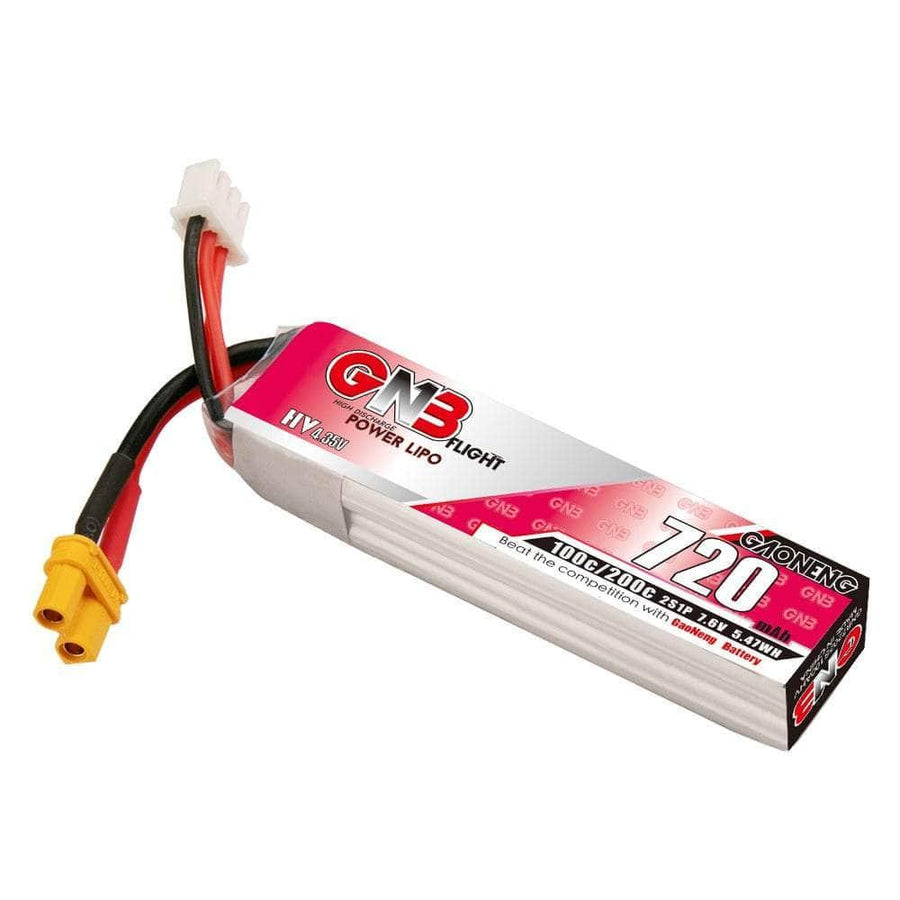 Gaoneng GNB 7.6V 2S 720mAh 100C LiHV Micro Battery (Long Type) - XT30 at WREKD Co.