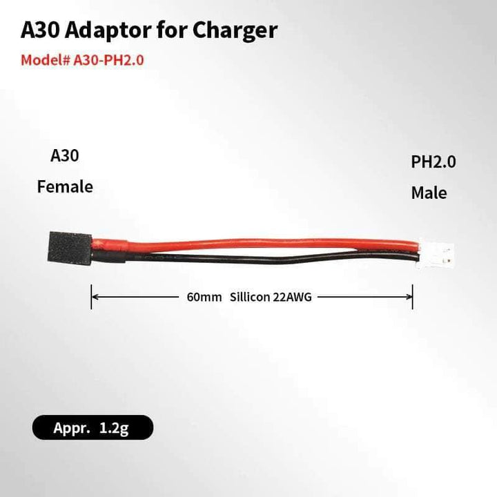 Gaoneng GNB Pigtail A30-F to PH2.0 Male Charge/Discharge Adapter 22AWG 60mm - 5 Pack at WREKD Co.