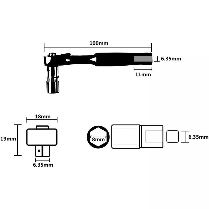 Gemfan 1/4" Ratcheting Prop Wrench - 8mm at WREKD Co.