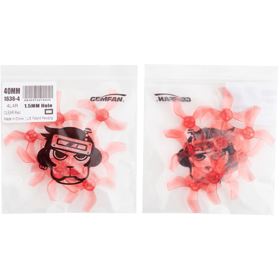 Gemfan 1636 Durable Quad-Blade 40mm Micro/Whoop Prop 8 Pack (1mm Shaft) - Choose Your Color at WREKD Co.