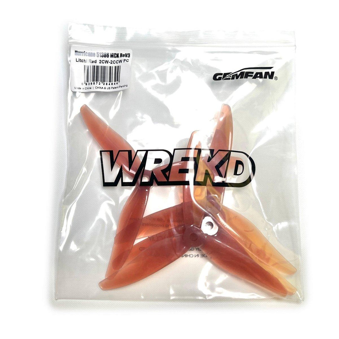 Gemfan Hurricane 51366 MCK ReV3 Propeller (2CCW+2CW) - Choose Color at WREKD Co.