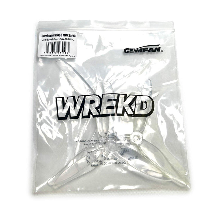 Gemfan Hurricane 51366 MCK ReV3 Propeller (2CCW+2CW) - Choose Color at WREKD Co.