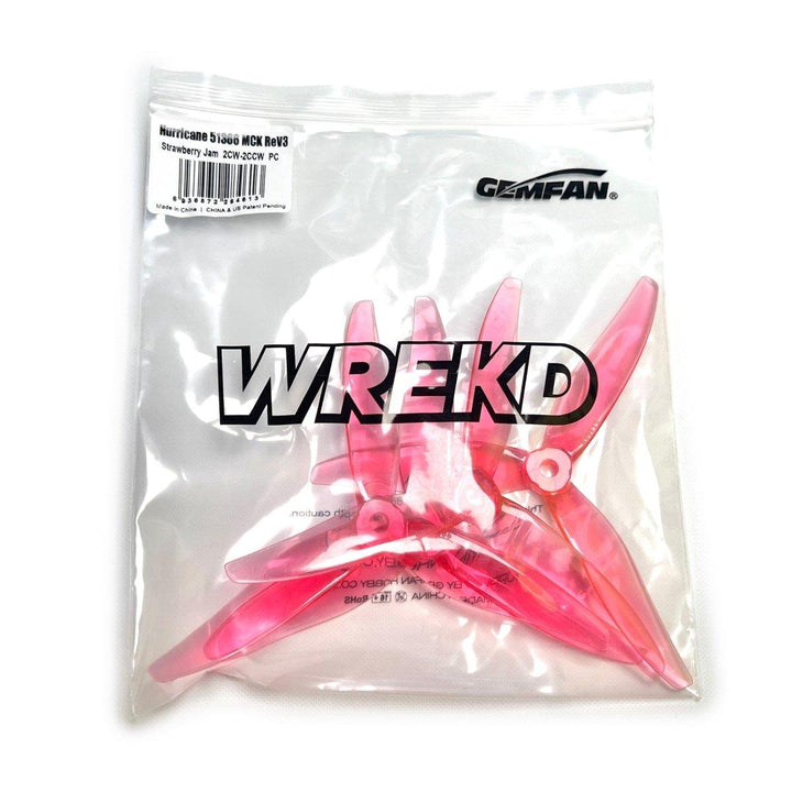Gemfan Hurricane 51366 MCK ReV3 Propeller (2CCW+2CW) - Choose Color at WREKD Co.
