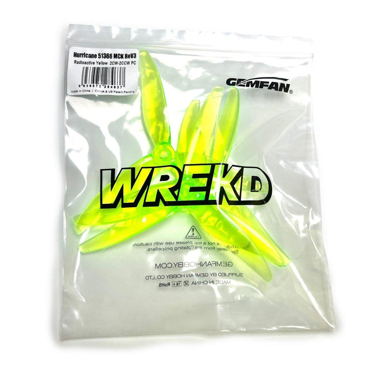 Gemfan Hurricane 51366 MCK ReV3 Propeller (2CCW+2CW) - Choose Color at WREKD Co.