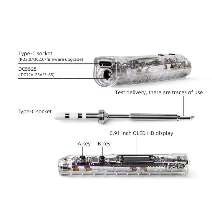 HGLRC RC2 Smart Soldering Iron - Transparent Case & Purple PCB at WREKD Co.