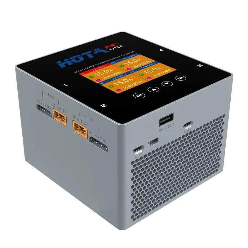 HOTA F6+ 1000W 60A 1-6S Quad Channel AC/DC Smart Charger - Grey at WREKD Co.