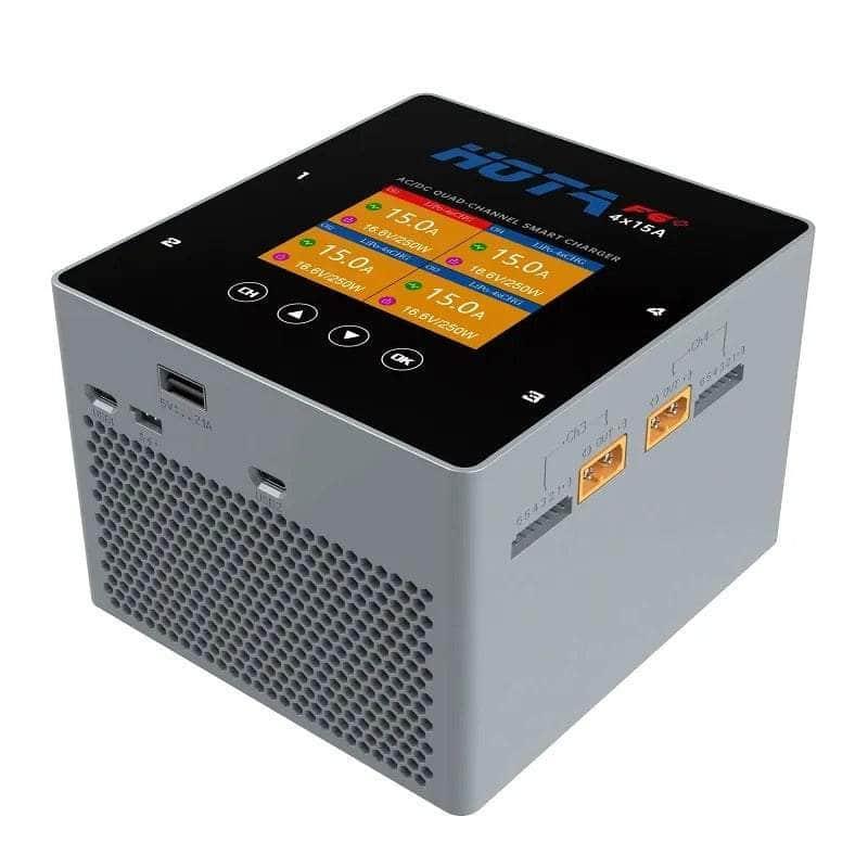 HOTA F6+ 1000W 60A 1-6S Quad Channel AC/DC Smart Charger - Grey at WREKD Co.