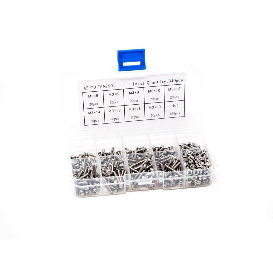 M3 Steel Nut & Bolt Set, Hex, Button Head (340pcs) at WREKD Co.