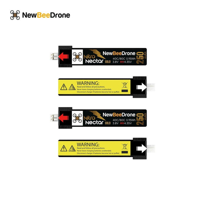 NewBeeDrone Nitro Nectar Gold 250mAh 1S HV LiPo Battery (4 Battery) at WREKD Co.