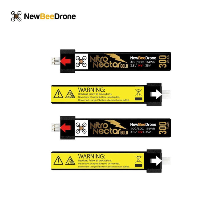 NewBeeDrone Nitro Nectar Gold 300mAh 1S HV LiPo Battery (4 Battery) at WREKD Co.