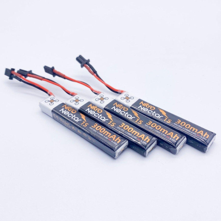 NewBeeDrone Nitro Nectar Gold 300mAh 1S HV LiPo Battery with GNB27 (4 Battery) at WREKD Co.