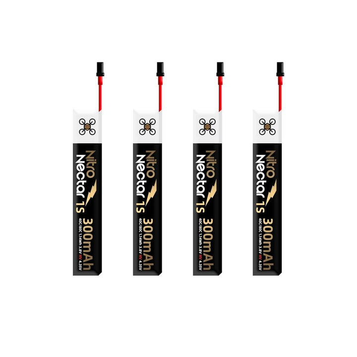 NewBeeDrone Nitro Nectar Gold 300mAh 1S HV LiPo Battery with GNB27 (4 Battery) at WREKD Co.