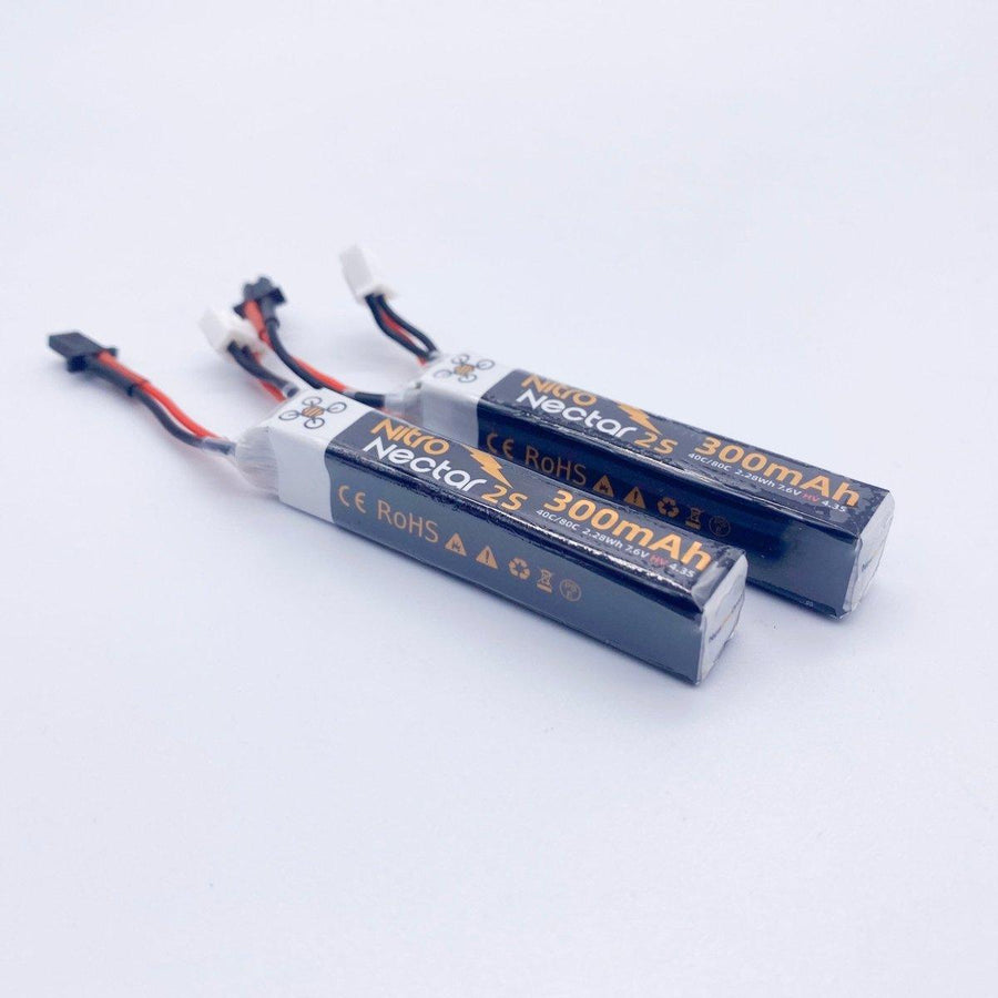 NewBeeDrone Nitro Nectar Gold 300mAh 2S HV LiPo Battery with GNB27 (2 Battery) at WREKD Co.