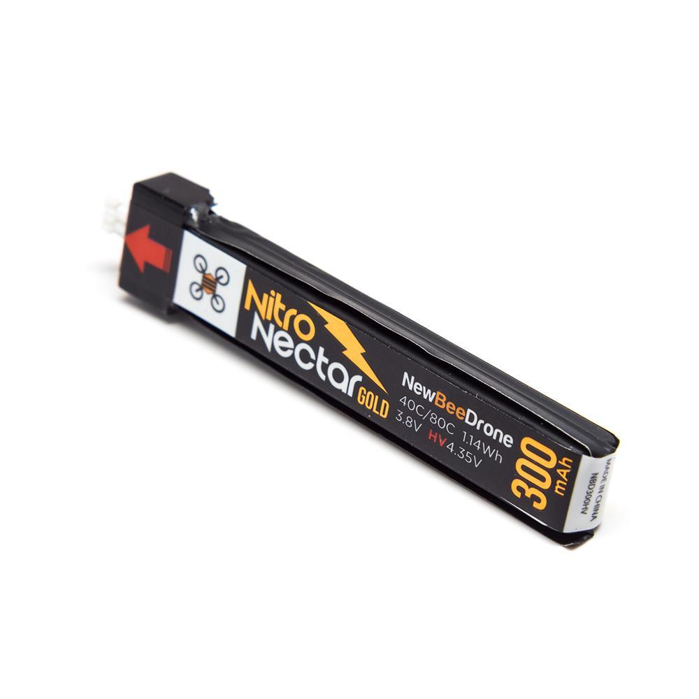 NewBeeDrone Nitro Nectar Gold 3.8V 1S 300mAh 40/80C LiHV Whoop/Micro Battery - Choose Version at WREKD Co.