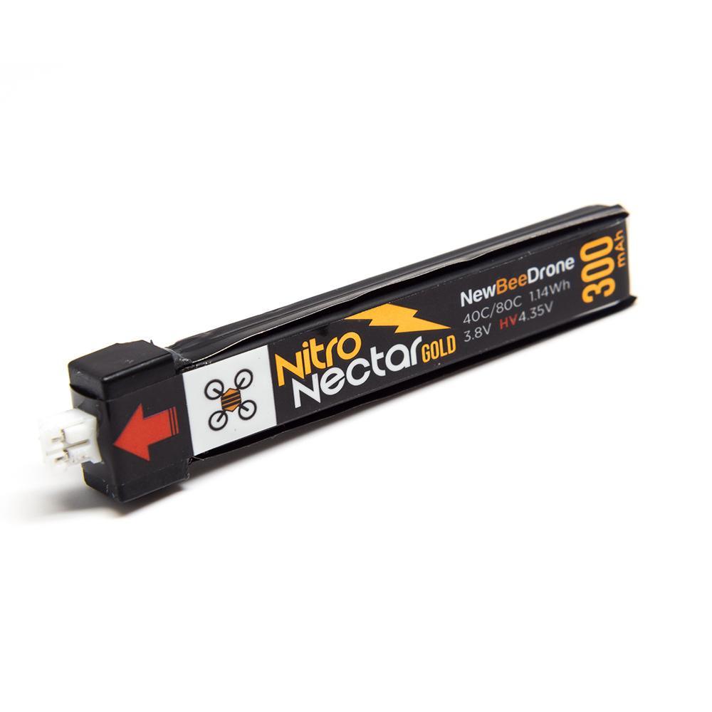 NewBeeDrone Nitro Nectar Gold 3.8V 1S 300mAh 40/80C LiHV Whoop/Micro Battery - Choose Version at WREKD Co.