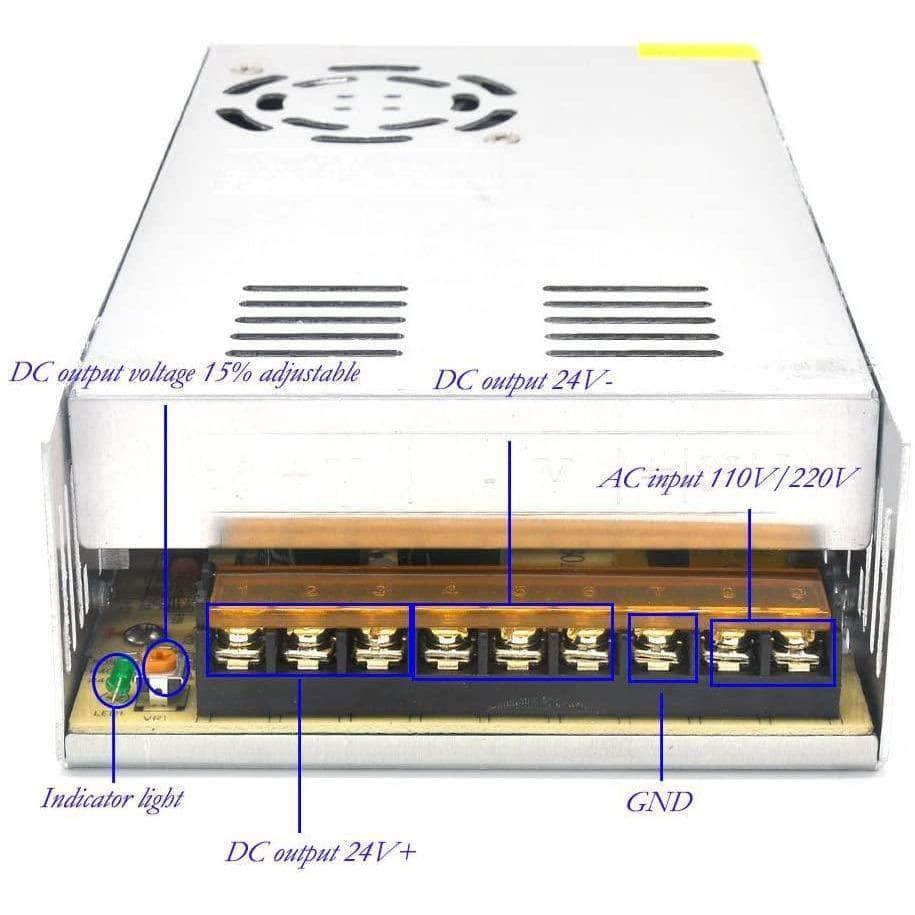 RDQ 24V 15A 360W Power Supply - Plug & Play Charger PSU at WREKD Co.