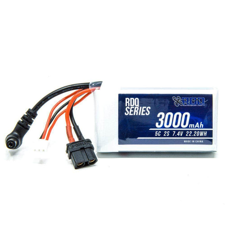 RDQ Series 7.4V 2S 3000mAh 5C FPV Goggle LiPo Battery w/ Charge Indicator - Barrel Jack & XT60 at WREKD Co.