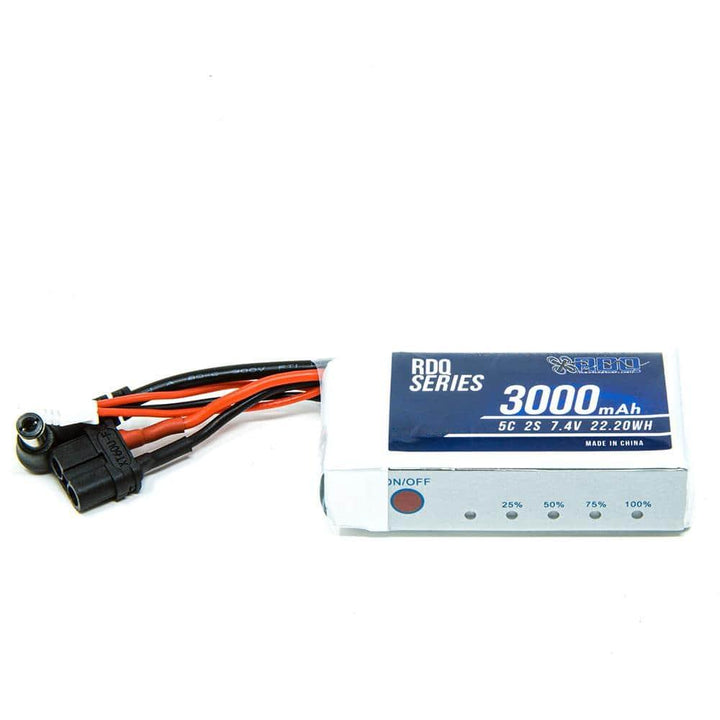 RDQ Series 7.4V 2S 3000mAh 5C FPV Goggle LiPo Battery w/ Charge Indicator - Barrel Jack & XT60 at WREKD Co.