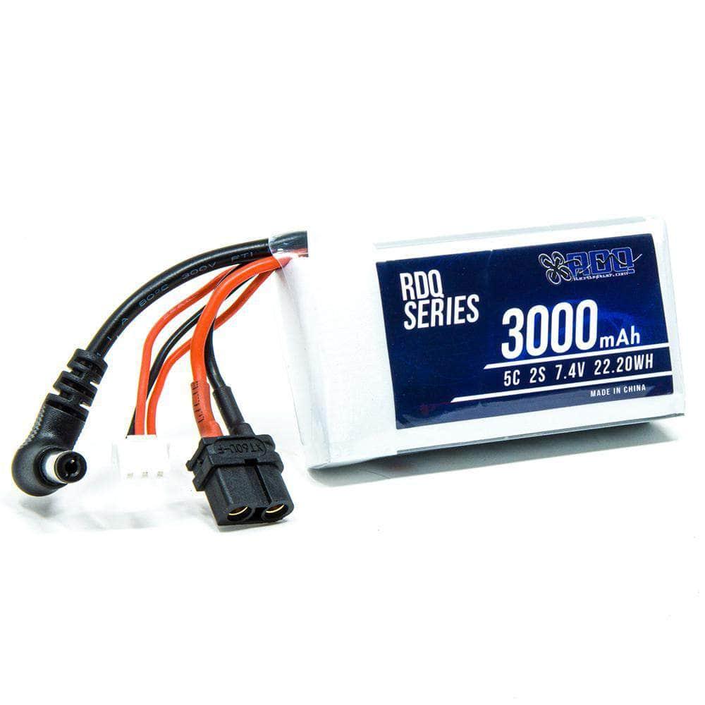 RDQ Series 7.4V 2S 3000mAh 5C FPV Goggle LiPo Battery w/ Charge Indicator - Barrel Jack & XT60 at WREKD Co.