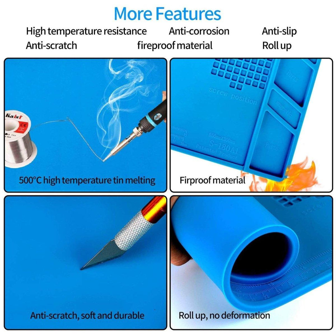 S-180A1 Large Heat Resistant Silicone Soldering Work Mat w/ Magnets at WREKD Co.