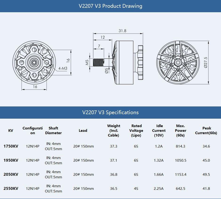 T-Motor Velox V3.0 V2207 FPV Drone Motor - Choose KV at WREKD Co.