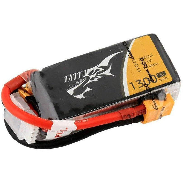 Tattu 11.1V 3S 1300mAh 75C LiPo Battery - XT60 at WREKD Co.