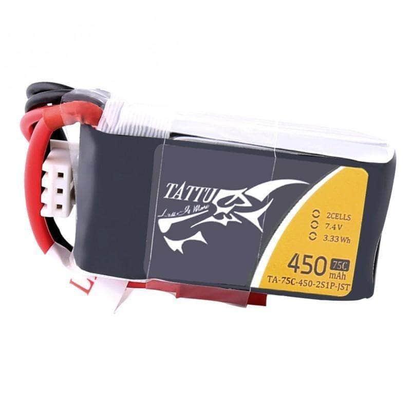 Tattu 7.4V 2S 450mAh 75C LiPo Micro Battery - JST-SYP at WREKD Co.