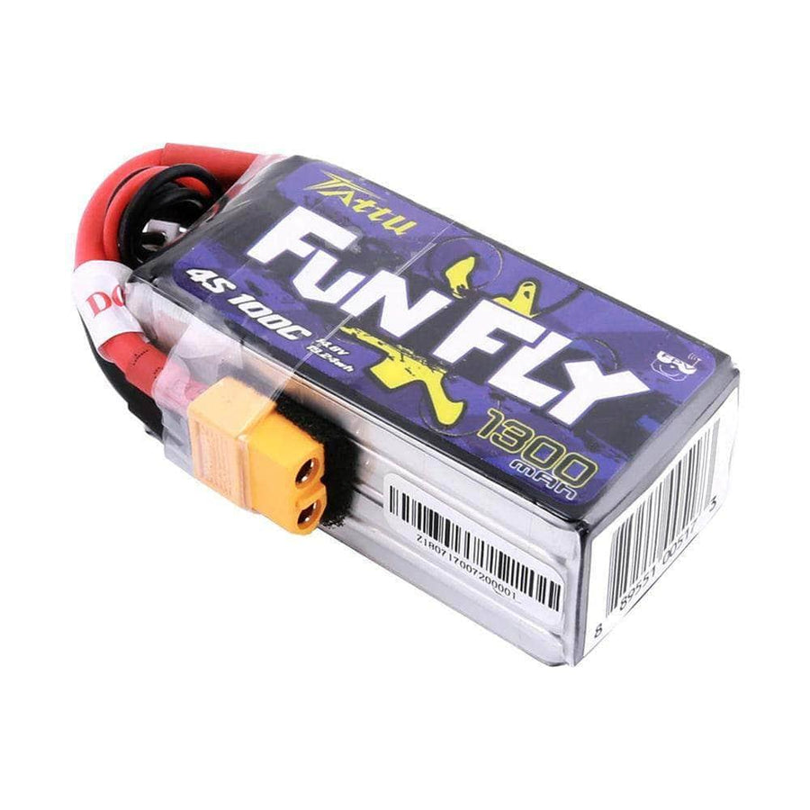 Tattu FunFly 14.8V 4S 1300mAh 100C LiPo Battery - XT60 at WREKD Co.