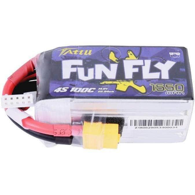 Tattu FunFly 14.8V 4S 1550mAh 100C LiPo Battery - XT60 at WREKD Co.