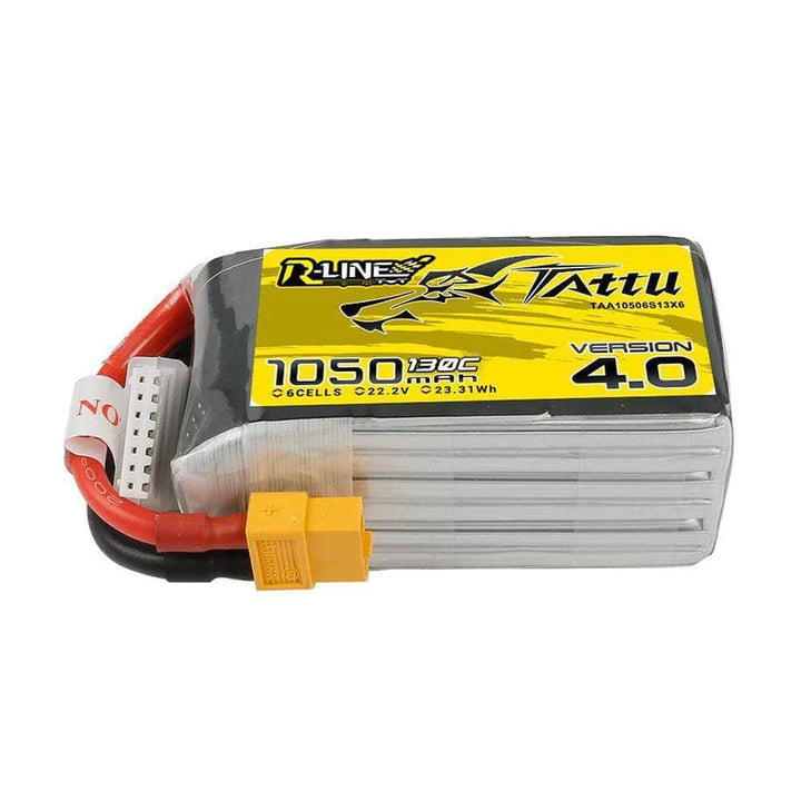 Tattu R-Line Version 4.0 22.2V 6S 1050mAh 130C LiPo Battery - XT60 at WREKD Co.