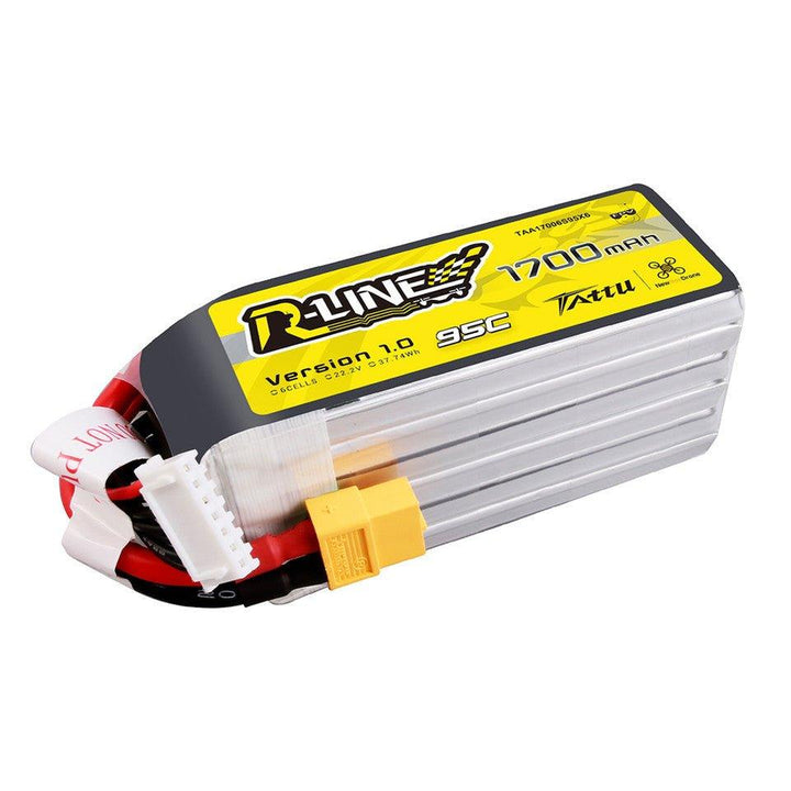 Tattu X NewBeeDrone R-Line 1700mAh 22.2V 95C 6S1P Lipo Battery Pack With XT60 Plug at WREKD Co.