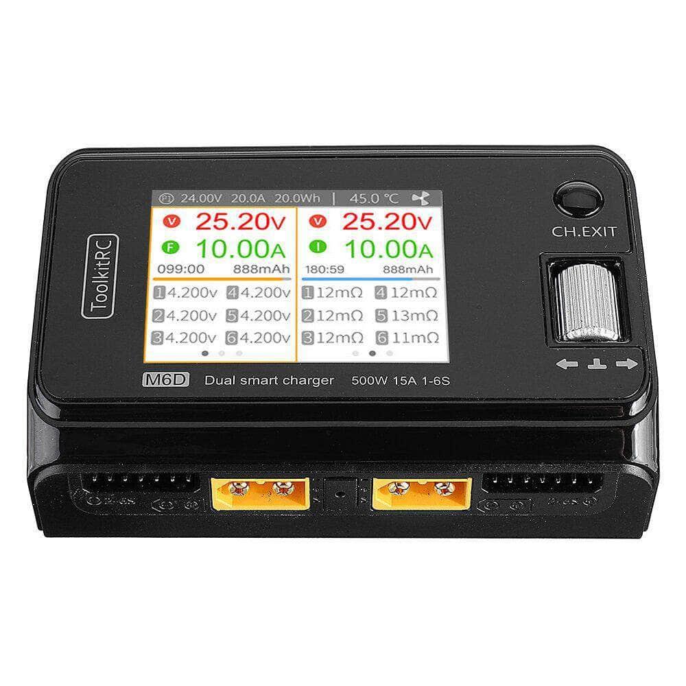 ToolkitRC M6D 500W 15A 1-6S Dual Channel DC Smart Charger at WREKD Co.