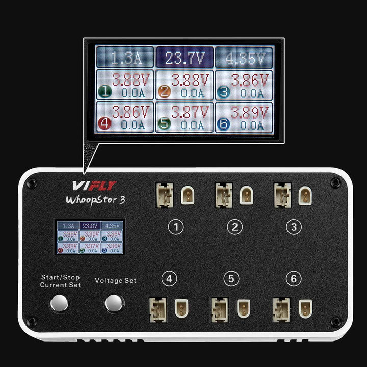 ViFly WhoopStor V3 1S LiPo/LiHV 6 Channel DC/USB-C Whoop Charger & Discharger for BT2.0 & PH2.0 - Choose Your Color at WREKD Co.