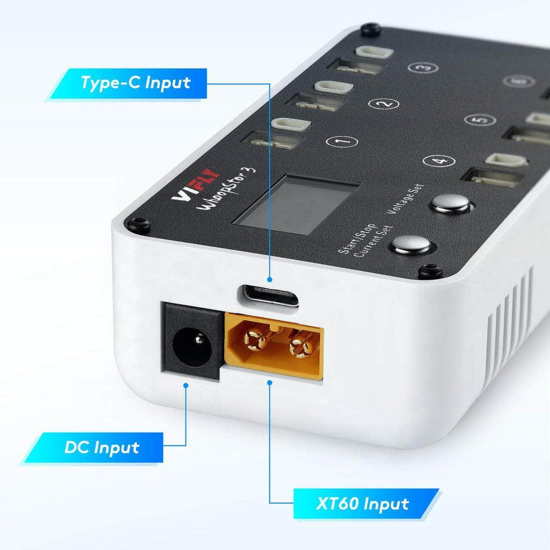 ViFly WhoopStor V3 1S LiPo/LiHV 6 Channel DC/USB-C Whoop Charger & Discharger for BT2.0 & PH2.0 - Choose Your Color at WREKD Co.