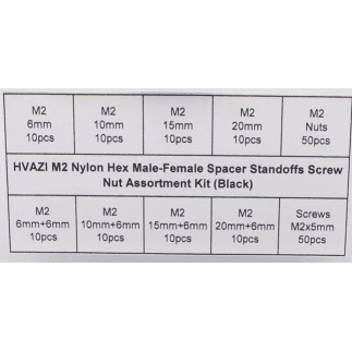 WREKD M2 Nylon Hex Male-Female Spacer Standoffs Screw Nut Assortment Kit (Black) for 2"/3" and 20x20 Rigs at WREKD Co.
