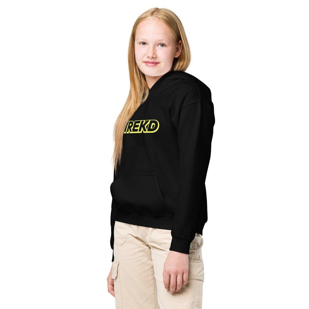 WREKD Yellow on Black Youth Heavy Blend Logo Hoodie at WREKD Co.