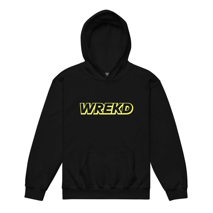 WREKD Yellow on Black Youth Heavy Blend Logo Hoodie at WREKD Co.